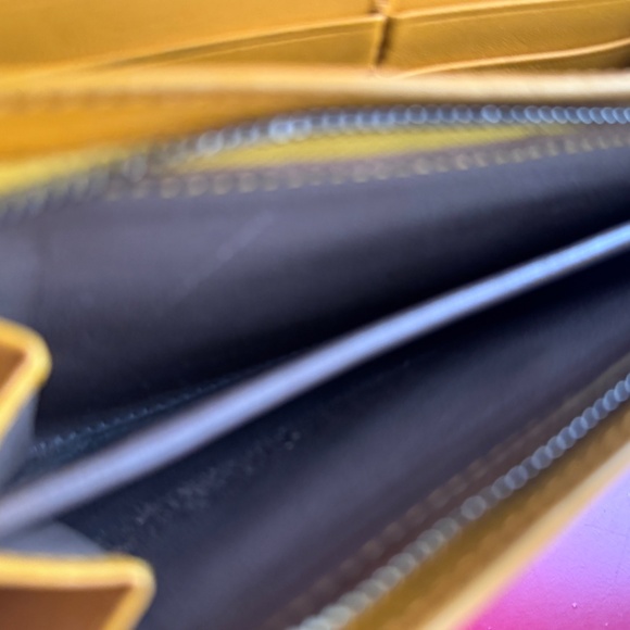 Bottega Veneta Yellow Intrecciato Woven Leather Long Wallet Hand Painted Upcycle - Picture 8 of 16